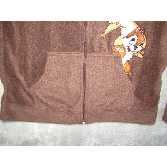 Disney Chip and Dale Zip Up Hoodie Brown Fleece Character Graphic Medium - Picture 3 of 12